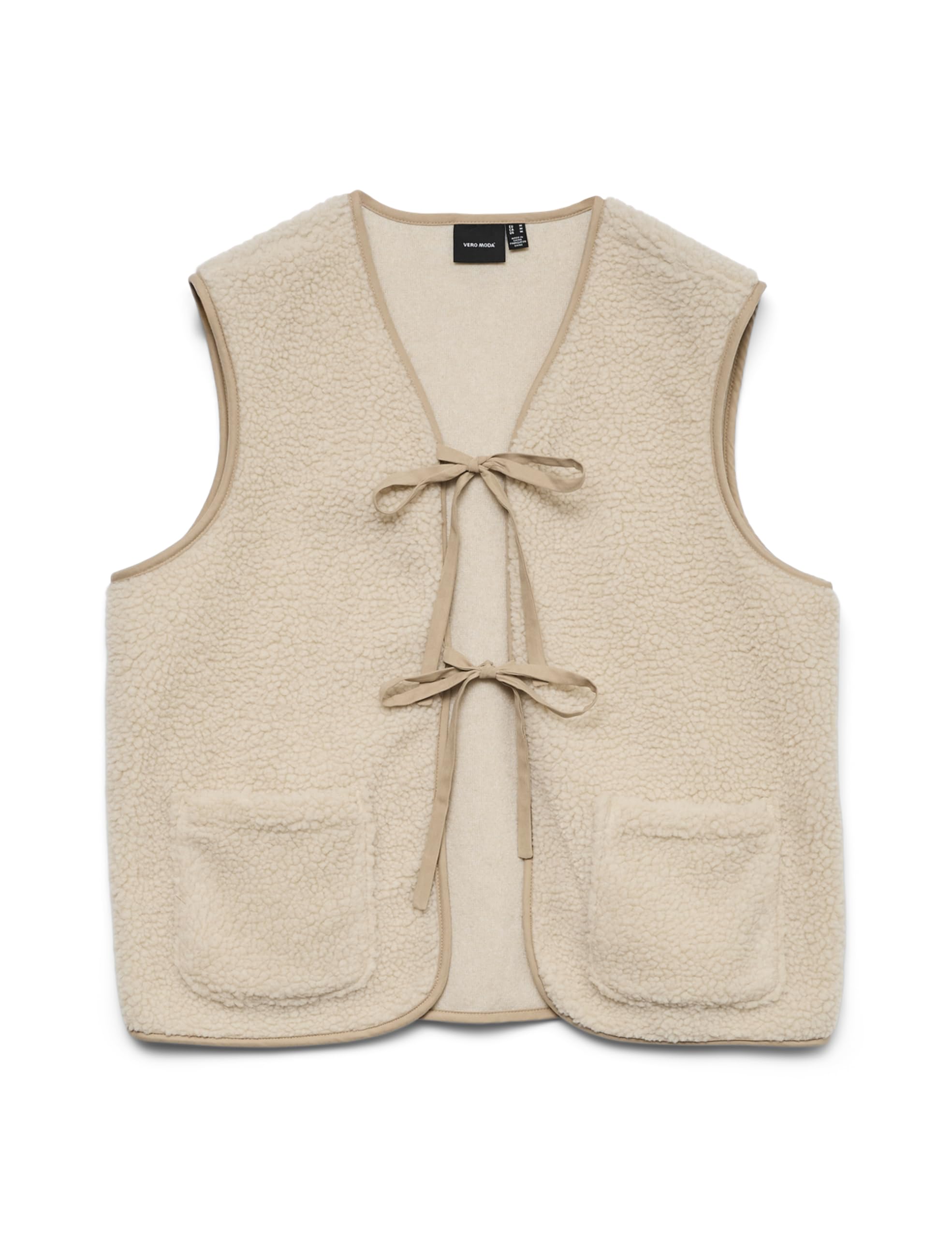 VERO MODA Women's Vmcleo Short Waistcoat Ga Boo, Oatmeal, XL