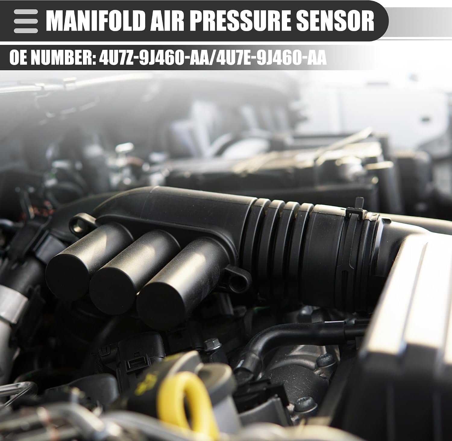 Motoforti Car Manifold Air Pressure Sensor Replacement, for Ford Escape, Plastic, No.4U7Z-9J460-AA/4U7E-9J460-AA, Black
