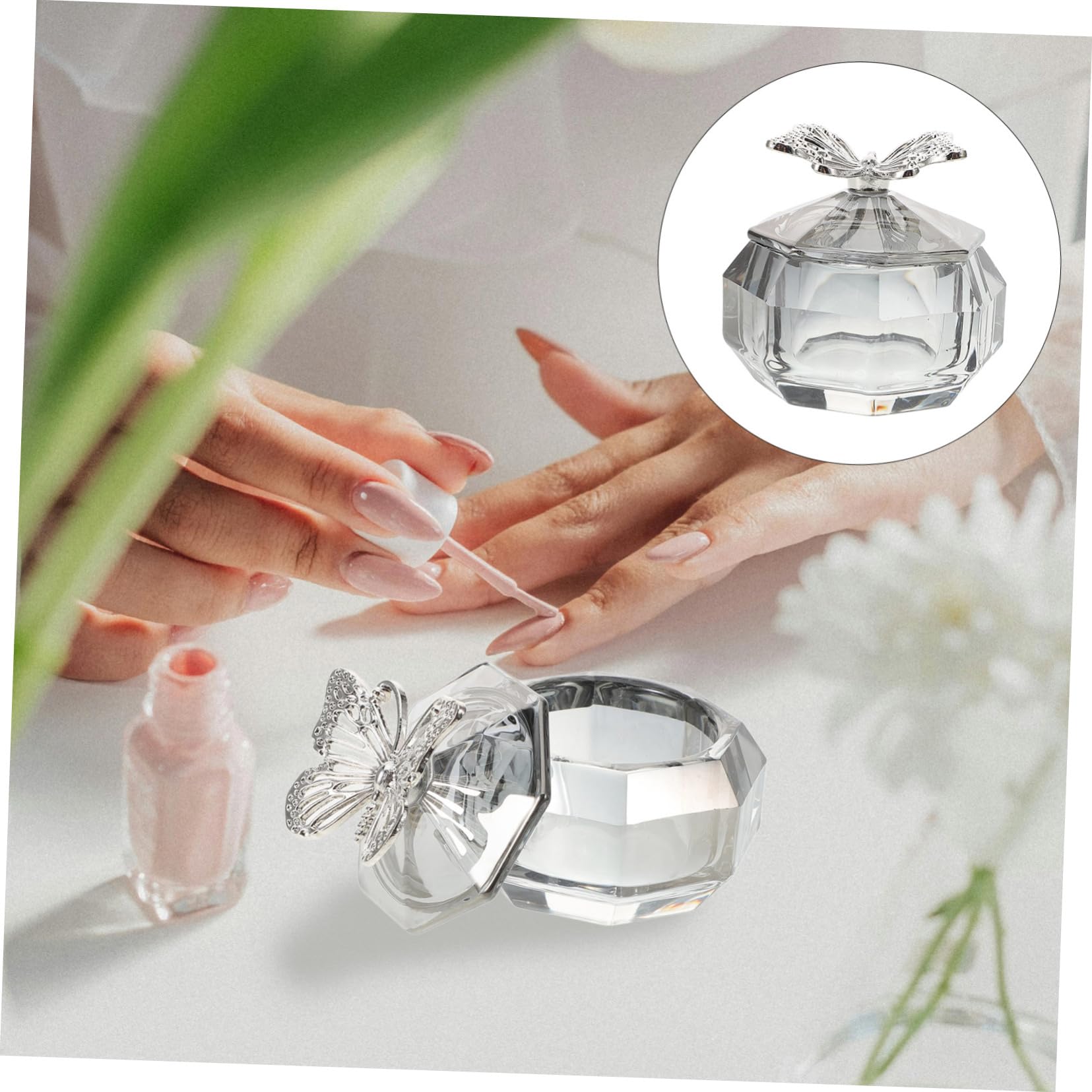 minkissy 5 Piezas Copa de Taza de de cristal Taza de manicura de cristal herramientas de manicura decoración de plato decorativo para con tapas vaso de vidrio para