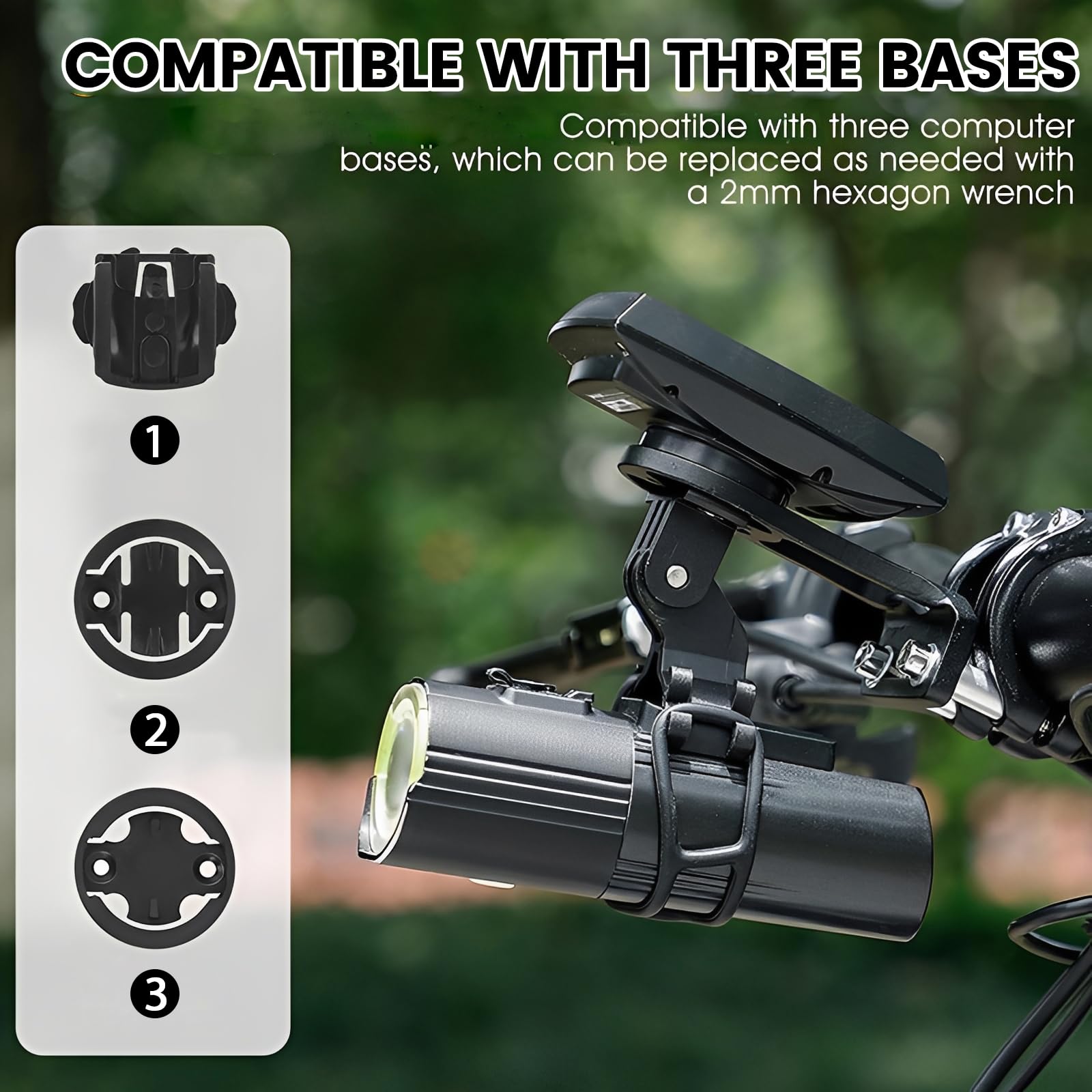 Supporto per Computer da Bici, Supporto a Sgancio Rapido Compatibile con Garmin, Wahoo, Bryton, Ciclocomputer, Compatibile con GoPro, Supporto Esteso per Computer da Bici Esterno (Nero)
