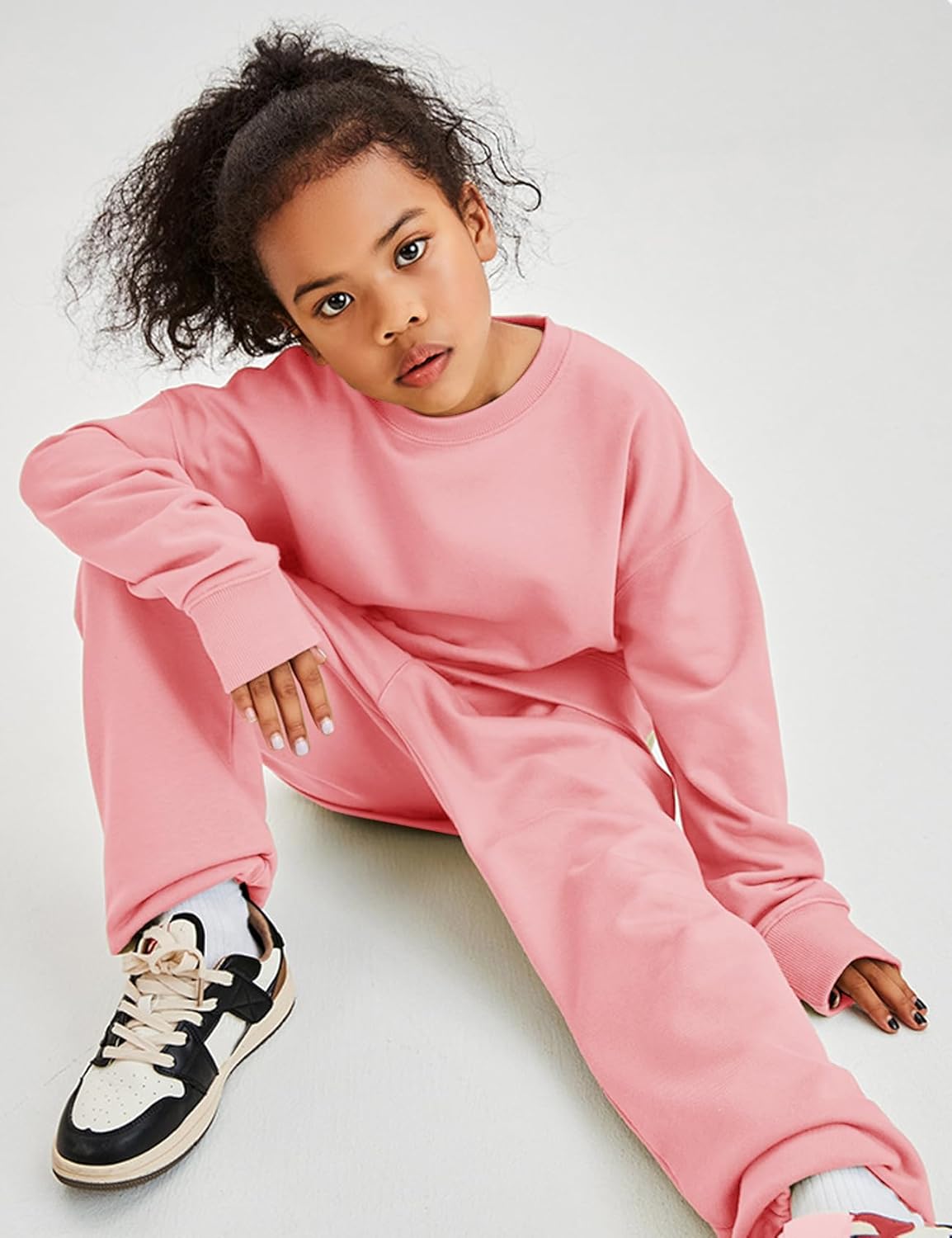 Flygo Boys Girls 2 Piece Outfits Fleece Kids Sweatsuit Crewneck Sweatshirt and Sweatpants Tracksuit Clothing Set - Image 5