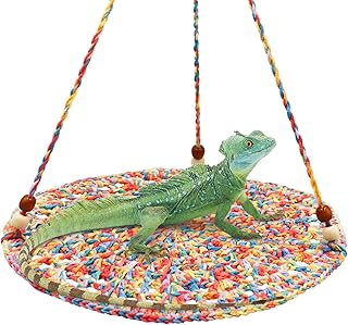 Reptile Hammock Swing Hanging Bed, Cute Lizard Swing Toy, Cotton Lizard Bed, Reptile Summer Bed for Bearded Dragon Leopard Gecko Lizard Birds Parrots (Colorful)