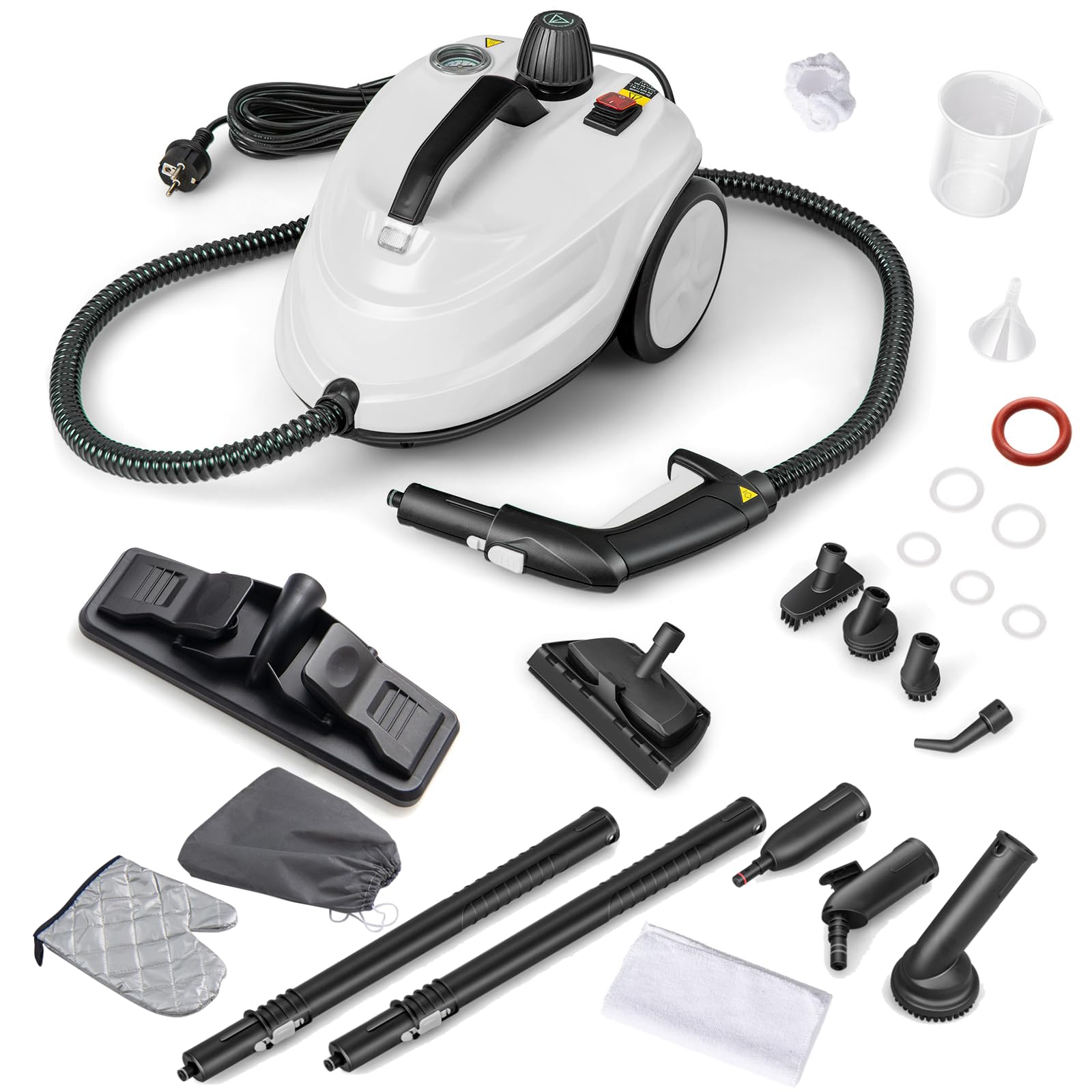 HOMFME 2000W Steam Cleaner, Handheld Steam Mop with 1.8L Tank and 13/15 Accessories, Multi-Purpose Cleaning Steamer Machine for Carpets Floors Autos Autos Windows Cars (White)