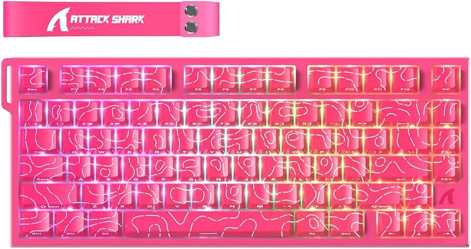 ATTACK SHARK R82 HE Teclado mecânico gamer com fio de gatilho rápido,polling de 8K,precisão de RT de 0,005 mm,taxa de varredura de 256K,amortecimento de som de 5 camadas,interruptor magnético (Rose)