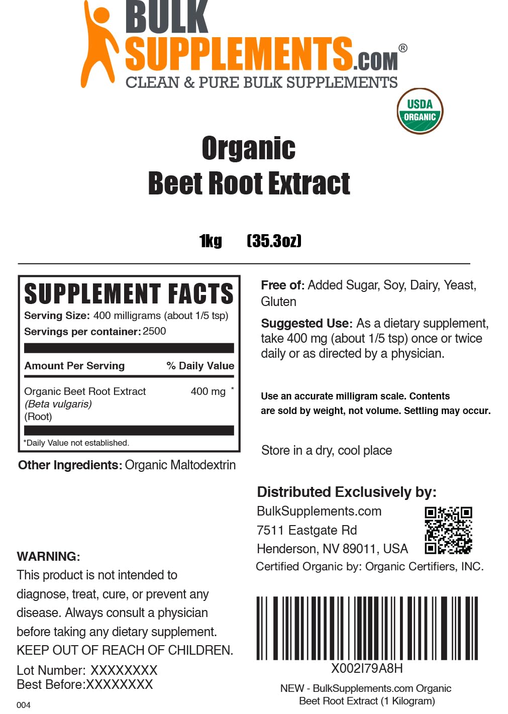 Amazon.com: BulkSupplements.com Organic Beet Root Extract