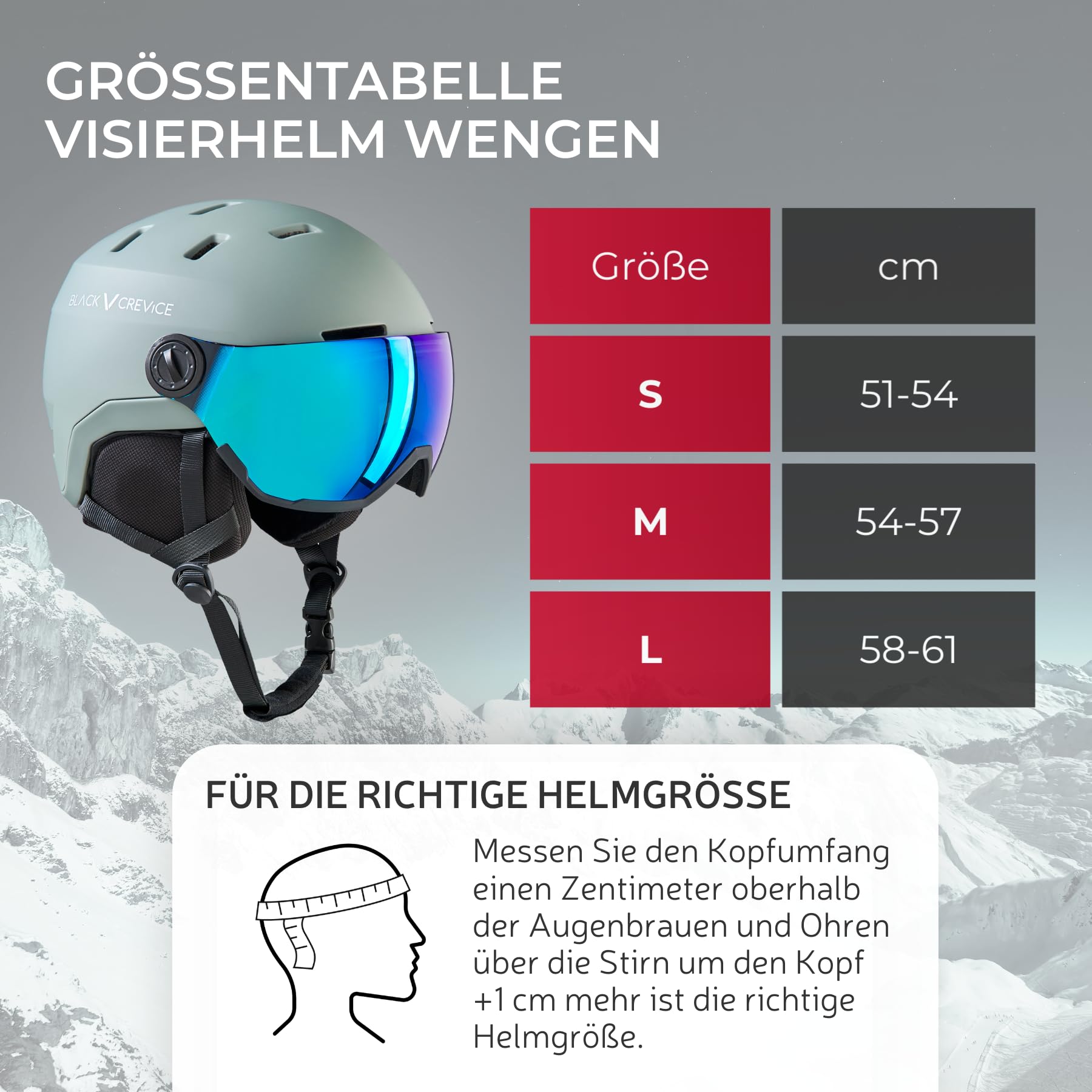 BLACK CREVICE Kask narciarski Wengen I kask narciarski z wizjerem z poliwęglanu, kask narciarski dla mężczyzn i kobiet, lekka technologia Double-Inmould, oddychający kask narciarski, regulowany