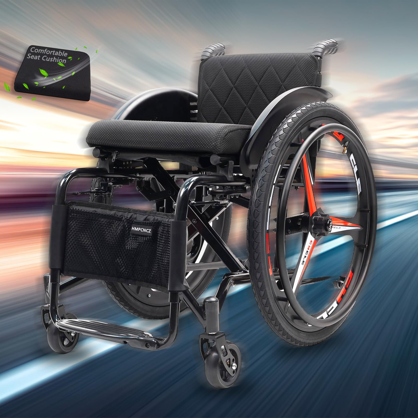 Silla De Ruedas Deportivas Portátiles Para Adultos, Silla De Silla De Deportes Ultra Ligero De Terrrain, Silla De Rueda Manual Autopropulsada, Ruedas Traseras De Liberación Rápida Y Ruedas Anti-punta(