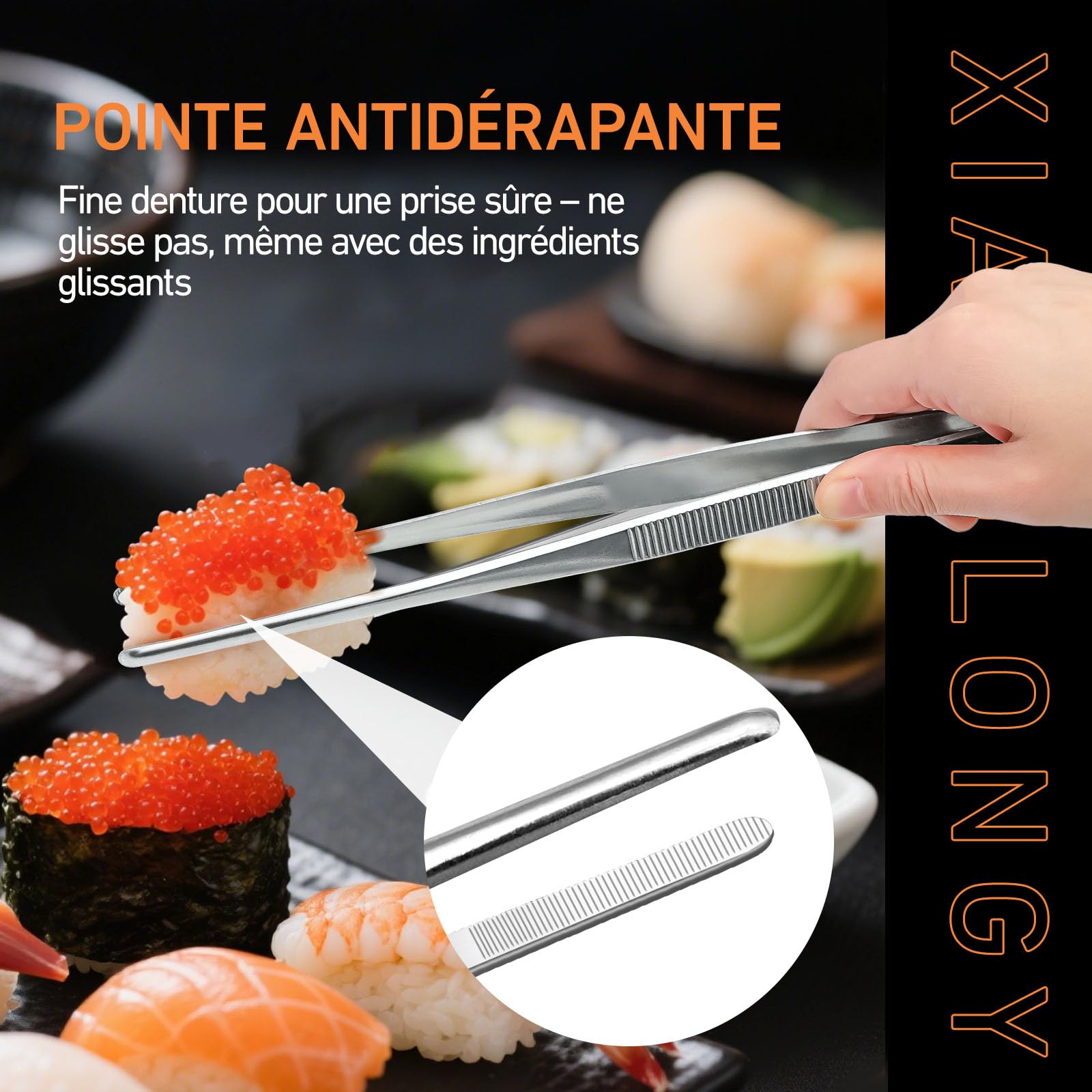 Pince Cuisine Inox, 30cm Lot de 3 Pince Barbecue avec Embouts en Silicone, Pince Plancha pour Griller, Barbecue, Buffet, Gris