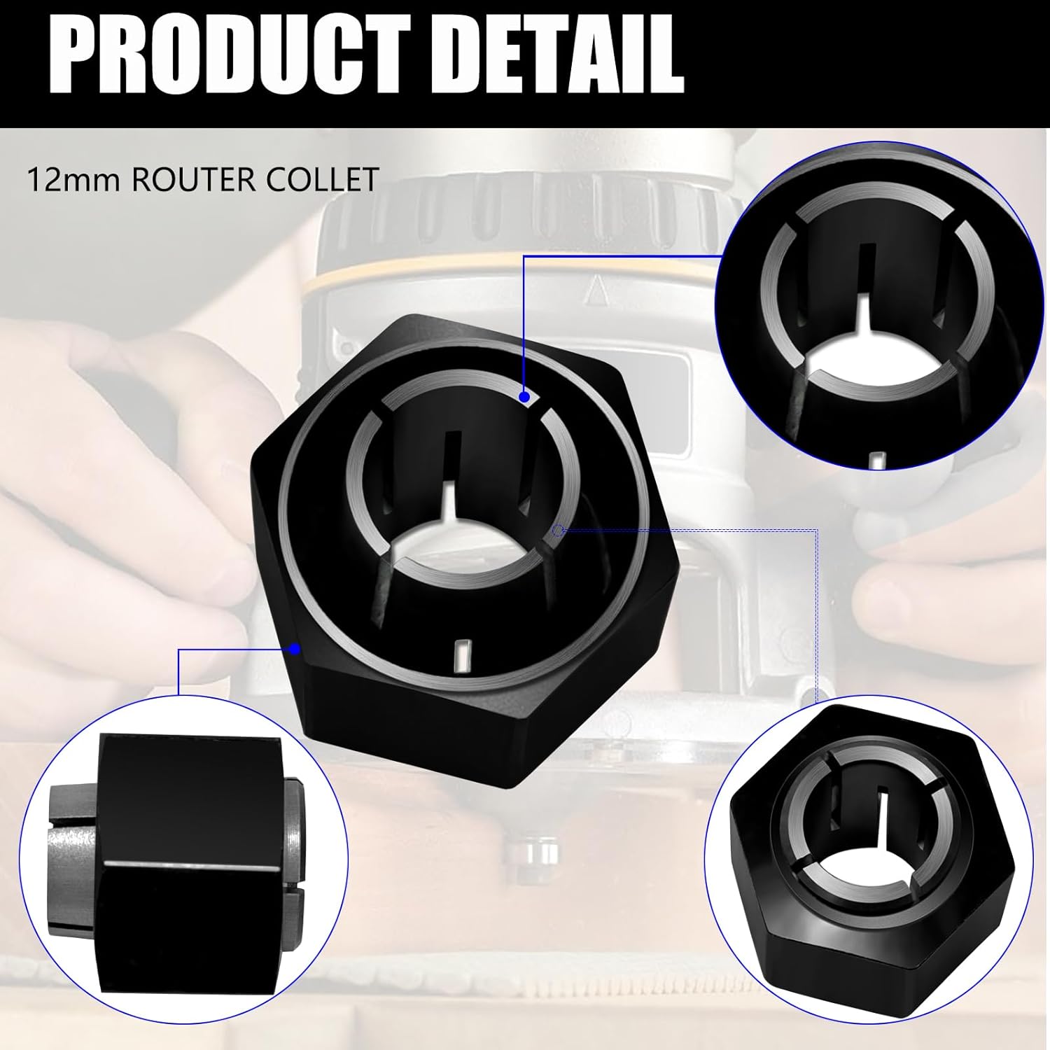 1/2" and 1/4" 12mm Router Collet view 7