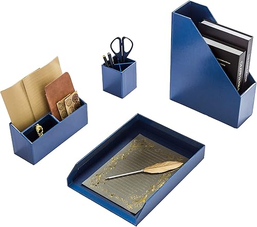Juego de organizador de escritorio de papel vintage de 4 piezas, bandeja de almacenamiento de oficina que ahorra espacio para bolígrafos, papeles,