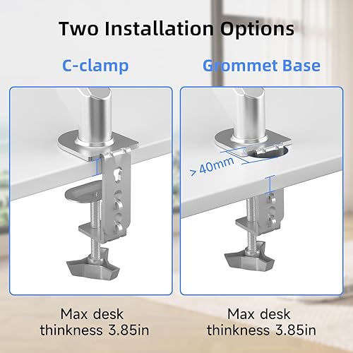 Miniatura 7 de Suptek Soporte de escritorio para monitor único con brazo de resorte de gas ajustable para soporte de monitor de 17 20 22 23 24 26 27 32 33