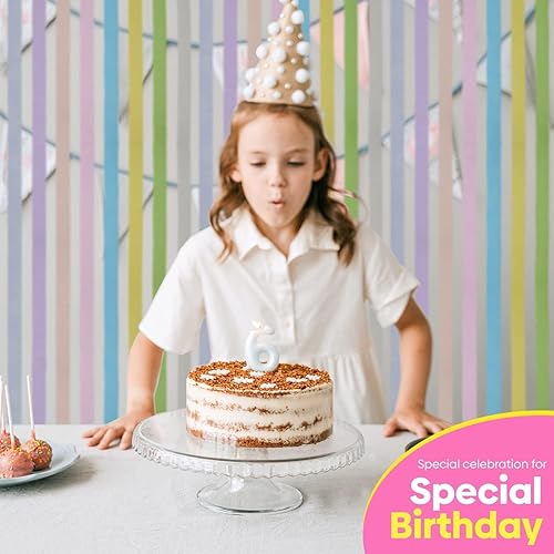 Vista 91 de 8 rollos de serpentinas moradas, paquete de 656 pies de papel crepé morado con blanco para decoraciones de fiestas, decoraciones de cumpleaños