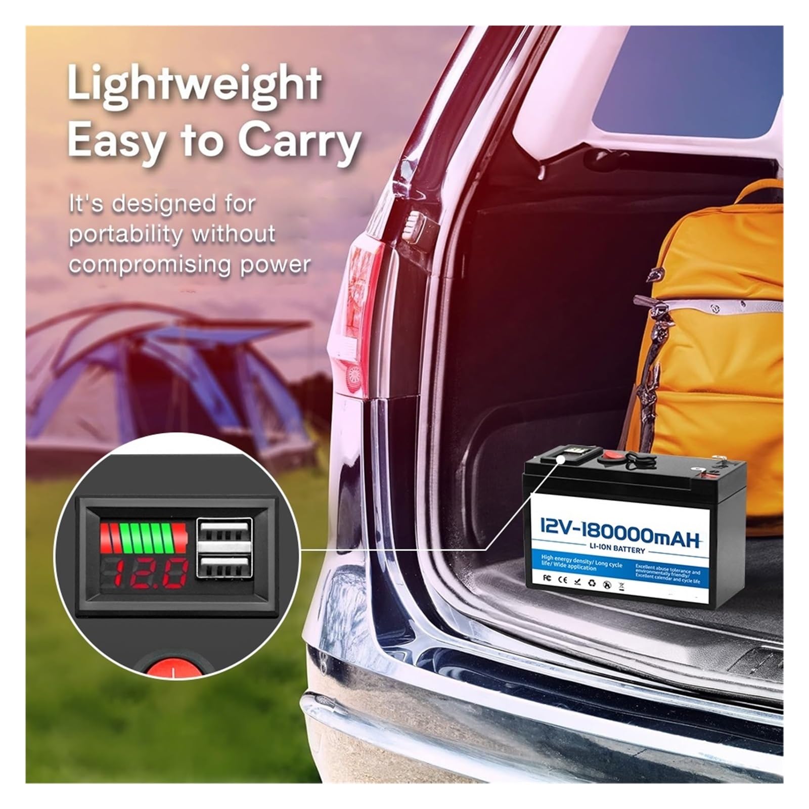 Batterie Au Lithium 12 V 180 Ah LiFePO4 Avec BMS Intelligent – ​​Idéal For L'énergie Solaire, Les Camping-cars, La Marine Et Le Stockage D'énergie Domestique Hors Réseau.(12v Lithium 100Ah)
