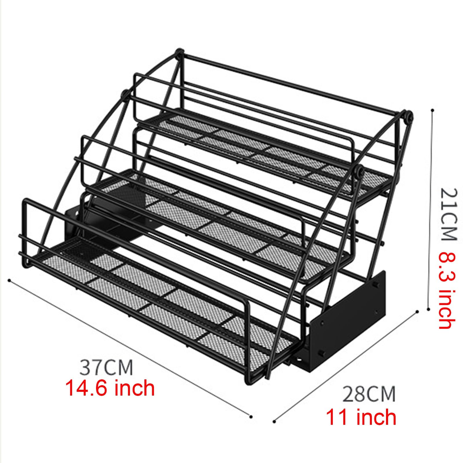 Organizzatore da cucina Sistema di scaffalature estraibili a 3 livelli, portaspezie a ribalta in acciaio con cuscinetti antiscivolo per mobili alti da cucina/bagno, carico 10 kg, per lunghezza armadio