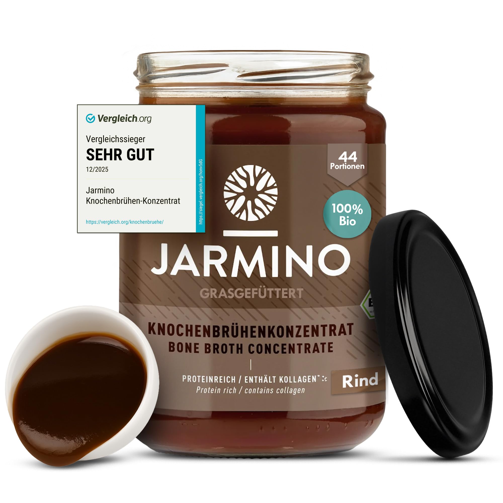 JARMINO Bio Knochenbrühe Konzentrat vom Rind für Bio-Beliebte bei der Entspannung und Claire im Winteraqv ámbunt 440g (4