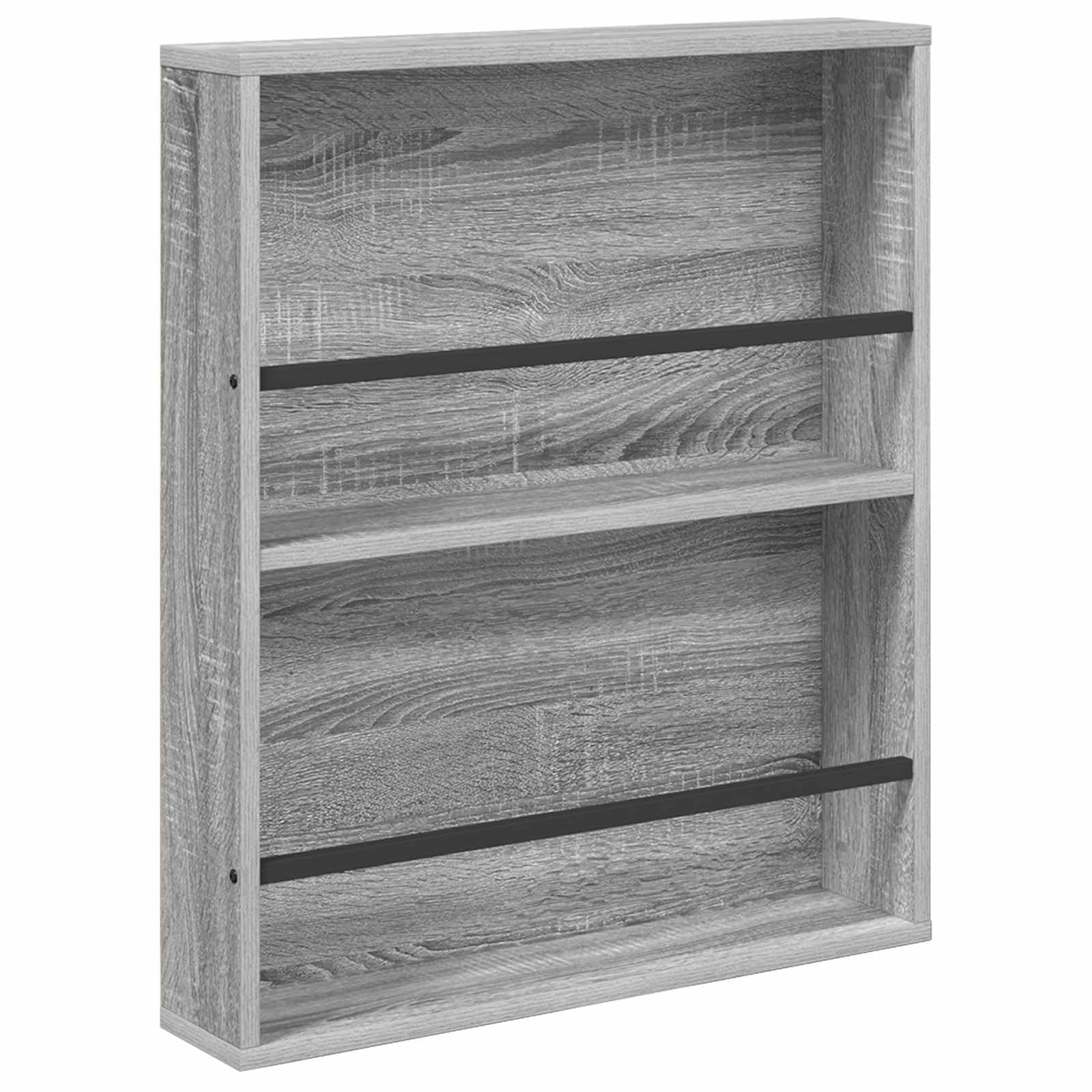 Générique Sonoma szary 2-częściowy stojak na czasopisma ścienny 60 x 12 x 70 cm, regał na czasopisma z drewna inżynierskiego, nowoczesny schowek ścienny do czasopism i broszur, minimalistyczny design