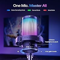 Vista 5 de MAONO USB Gaming Microphone for PC, Noise Cancellation Condenser Mic with RGB Lights, Mute, Gain for Streaming, Recording, Podcast, Chat, Twitch