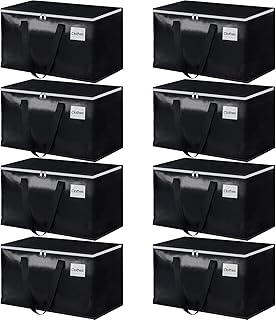 Large Moving Bags Heavy Duty Storage Totes for Storage,Packing & Moving Collapsible Moving Supplies with Large Capacity, Reinforced Zippers and Handles, 88L, 8 Pack