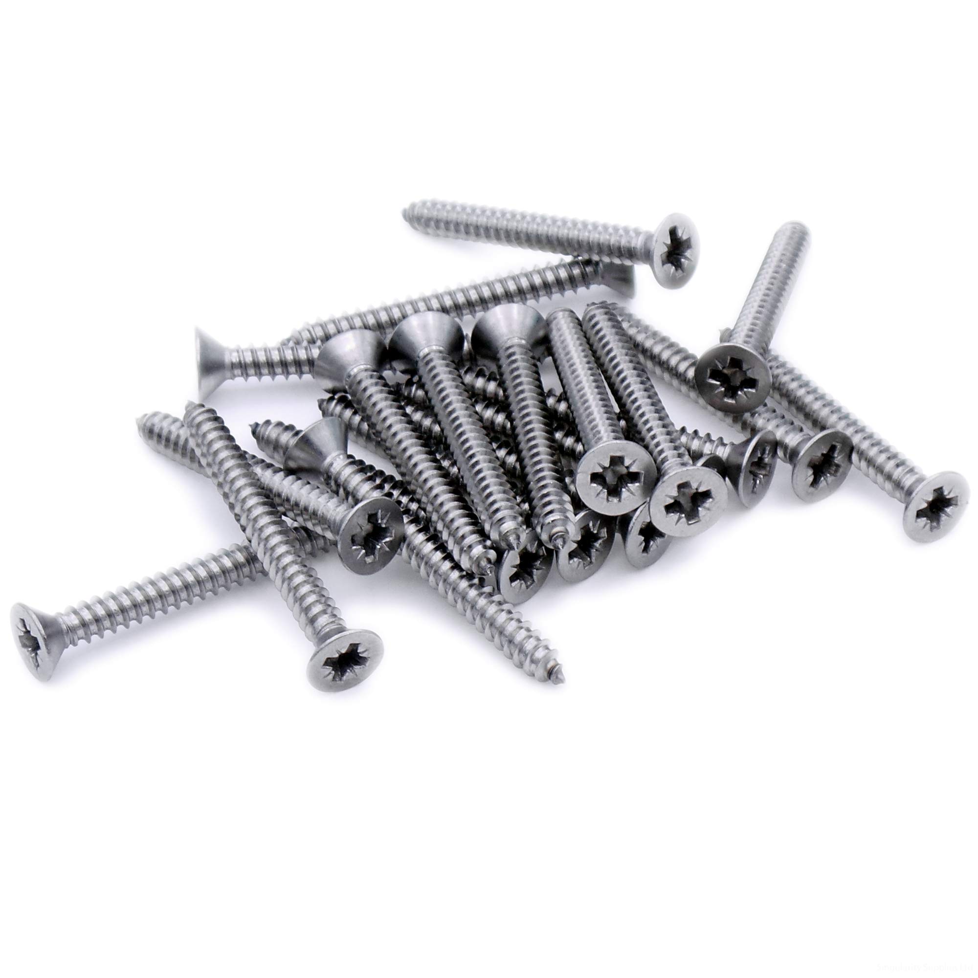 Singularity Supplies Silver No.10 X 1.5 (4.8Mm X 38Mm) Pozi Countersunk Self-Tapping Screw - Stainless Steel (A2) (Pack Of 20)