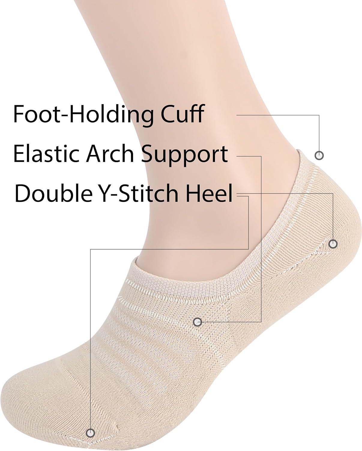 Pro Mountain Seamless Thick No Show Socks For Women Cotton Cushioned Low 6 Pack - Image 4