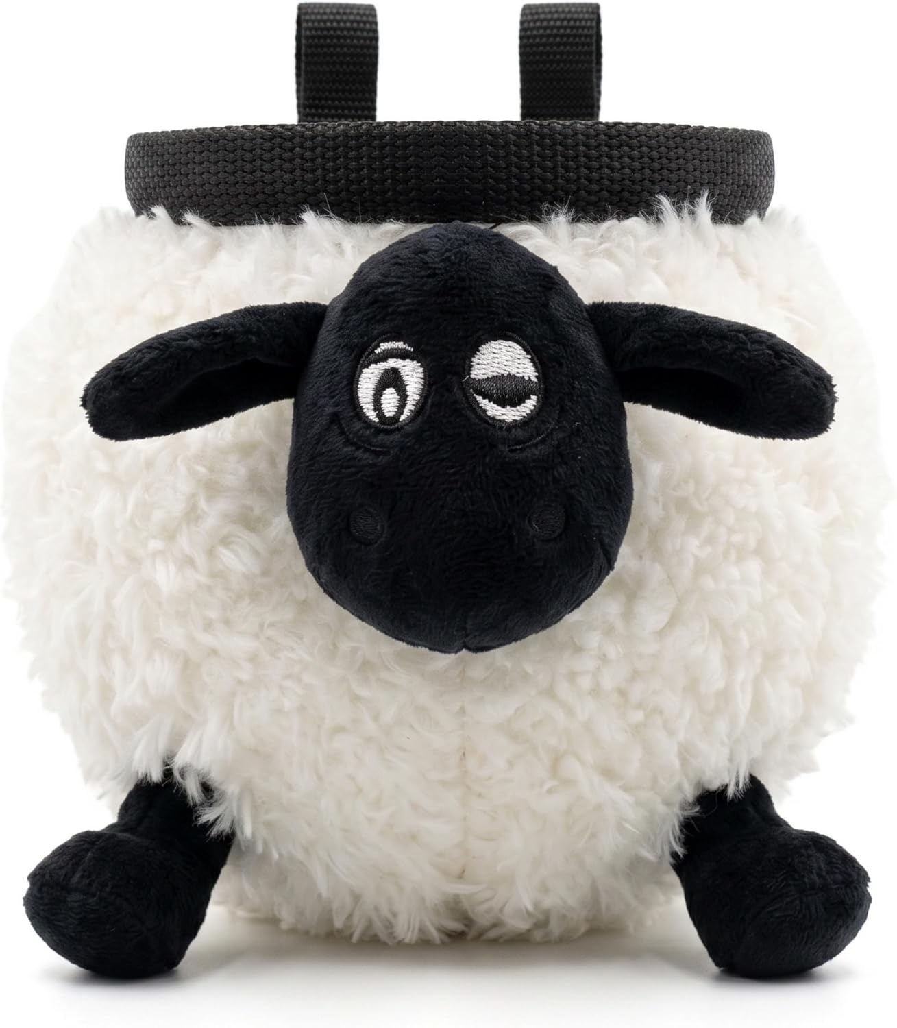 Sheep Rock Climbing Chalk Bag, Fun Plush Animal Chalk Pouch with Drawstring, Adjustable Waist Belt for Indoor Outdoor Bouldering Sport Climbing