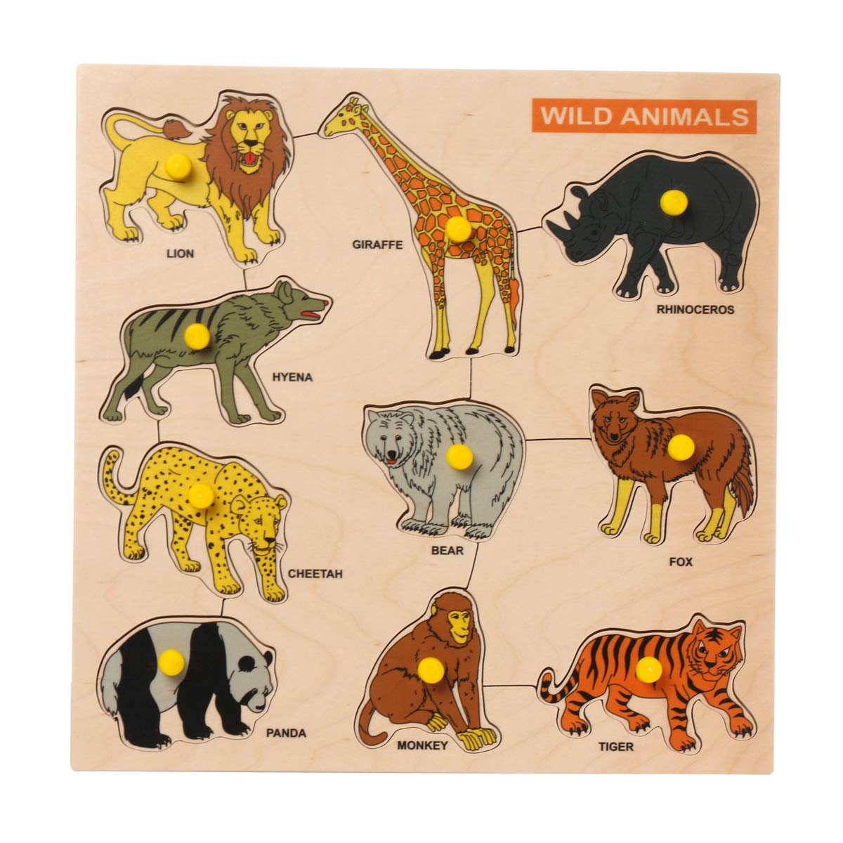 Dreamzberry Wooden Puzzles for Kids, Colorful Wild Animal Kids Puzzle with Wooden Knob | Home Educational Learning Kindergarten Classic Toy Puzzles Ages 3+ Years Old Preschool Or Toddlers | Pack of 1 (B091C33618) Amazon Price History, Amazon Price Tracker