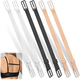 6 Pieces Bra Strap Holder Slipping Elastic Straps Conceal Lift Thin Strap Racerback Bra Clips Adjustable Straps Extender Shoulder Support Accessories(Black White Skin Tone)
