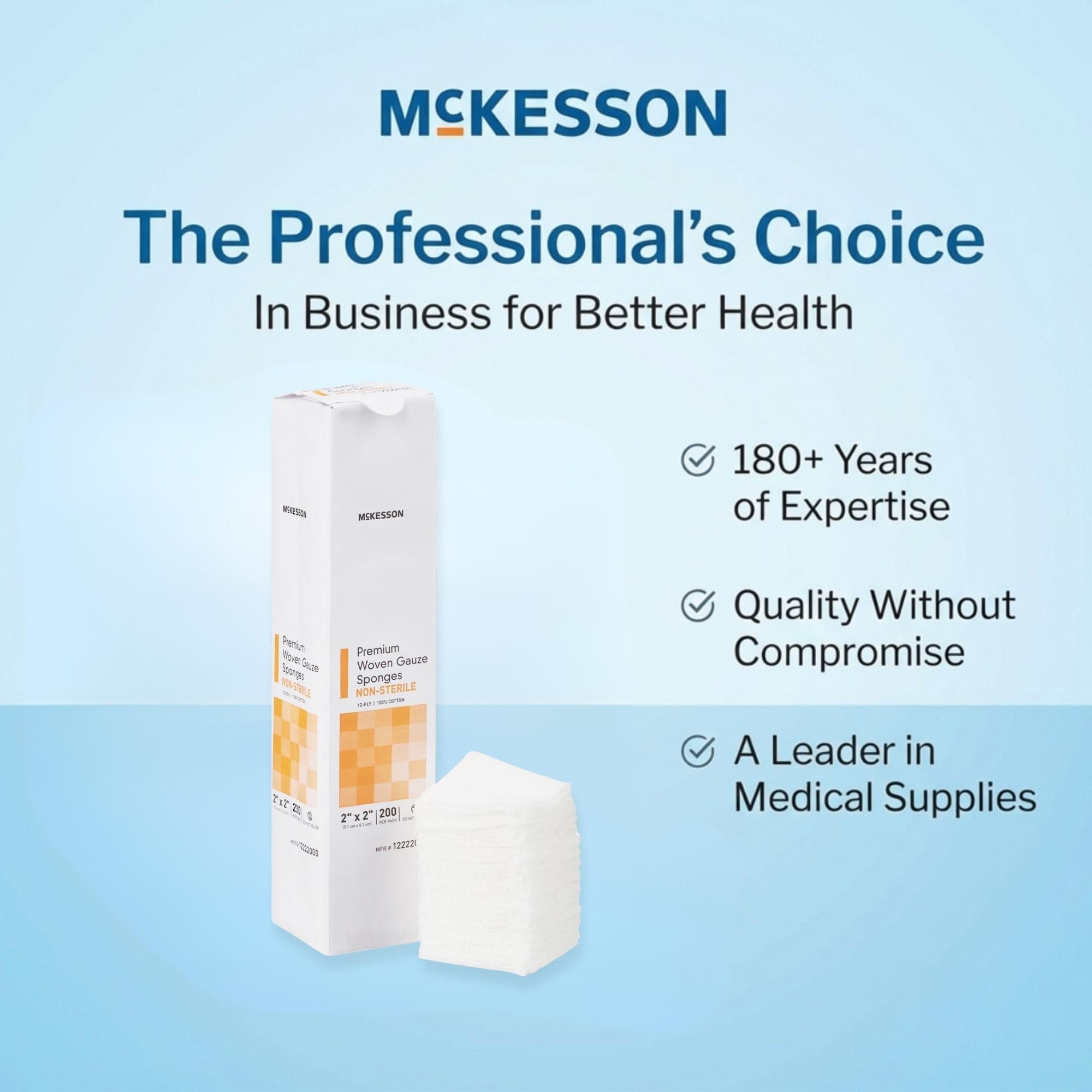 McKesson Premium Woven Gauze Sponges, Non-Sterile, Cotton, 2 x 2 in, 1 pk — Amazon image 7