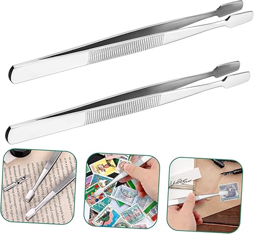 Miniatura 8 de POPETPOP Pinzas para coleccionar sellos de acero niquelado de 4.5 pulgadas para coleccionistas de sellos