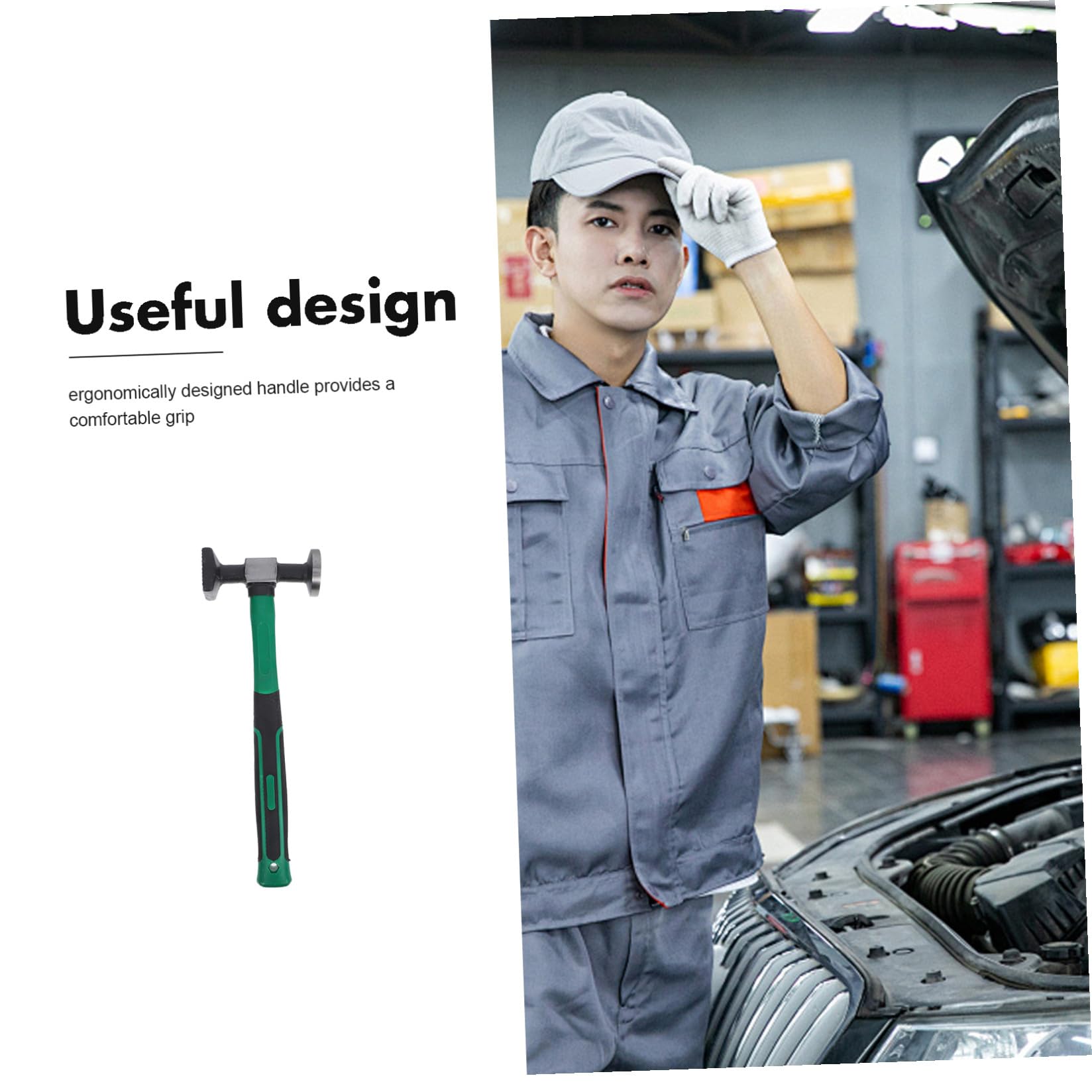 GLEAVI Martillo de Reparación para Carrocería de Coche, Herramienta Manual de Acero Mango Plástico Ergonómico, Cabeza Redonda y Cuadrada, Uso Profesional y Bricolaje, Herramienta Precisa