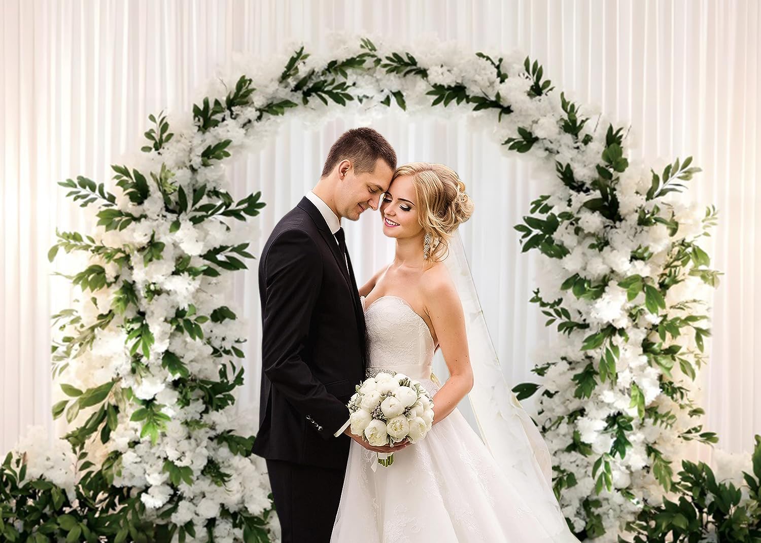 3x2.4m Hochzeit Fotohintergrund 3D Girlande Weiß Hochzeit Jahrestag Party Dekorationen Banner Photo Booth Requisiten