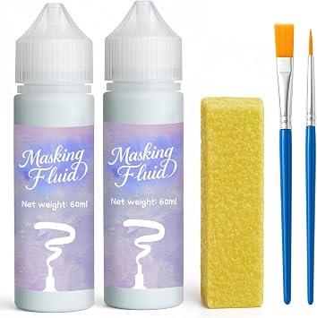 1DFAUL 120ml Masking Fluid for Watercolor Painting, Art Watercolor Masking Fluid Precise White Space, Easy Peel-Off, Water Based Latex, for Artists, Beginners, DIY Canvas Protection Blue