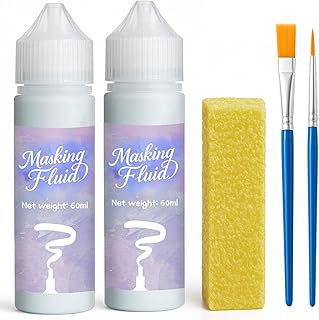 120ml Masking Fluid for Watercolor Painting, Art Watercolor Masking Fluid Precise White Space, Easy Peel-Off, Water Based Latex, for Artists, Beginners, DIY Canvas Protection (Blue)