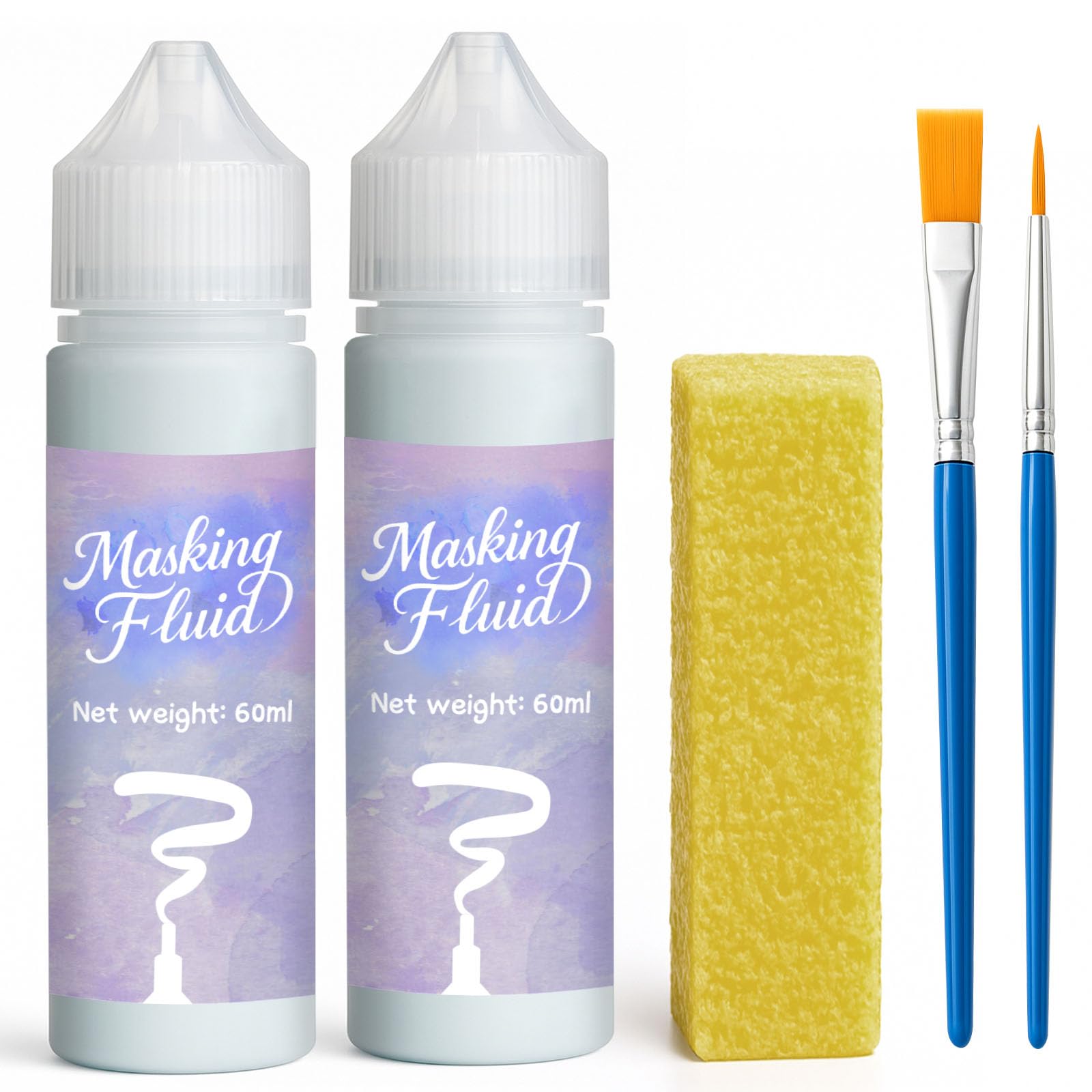 1Dfaul Blue 120Ml Masking Fluid For Watercolor Painting, Art Watercolor Masking Fluid Precise White Space, Easy Peel-Off, Water Based Latex, For Artists, Beginners, Diy Canvas Protection (Blue)