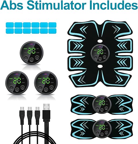 Miniatura 3 de Estimulador muscular electrónico, estimulador abdominal, equipo de entrenamiento portátil recargable por USB con 12 almohadillas de gel gratis para