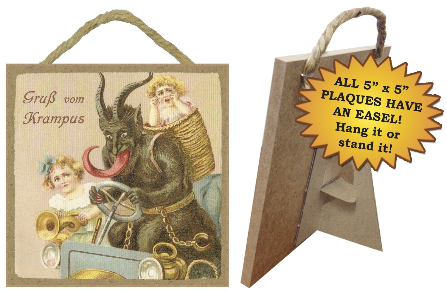 Amazon.com: Flutter Hut Gruß vom (Greetings from) Krampus German Christmas  Folklore Sign 5 x 5 Inches Hang or Stand : Home & Kitchen
