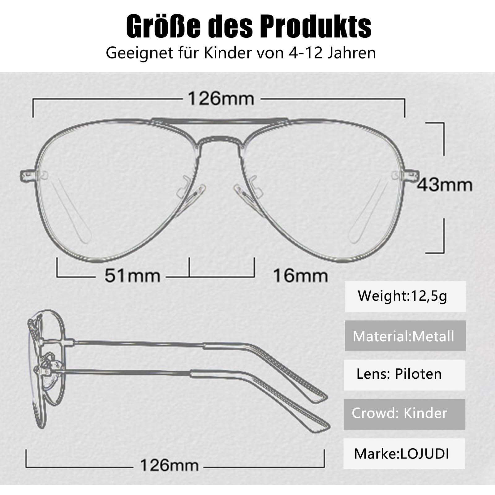 Kinder Pilotenbrille Sonnenbrillen Polarisierte Fliegerbrille Coole Verspiegelt mit UV400 Schutz für Jungen MäDchen Teenage