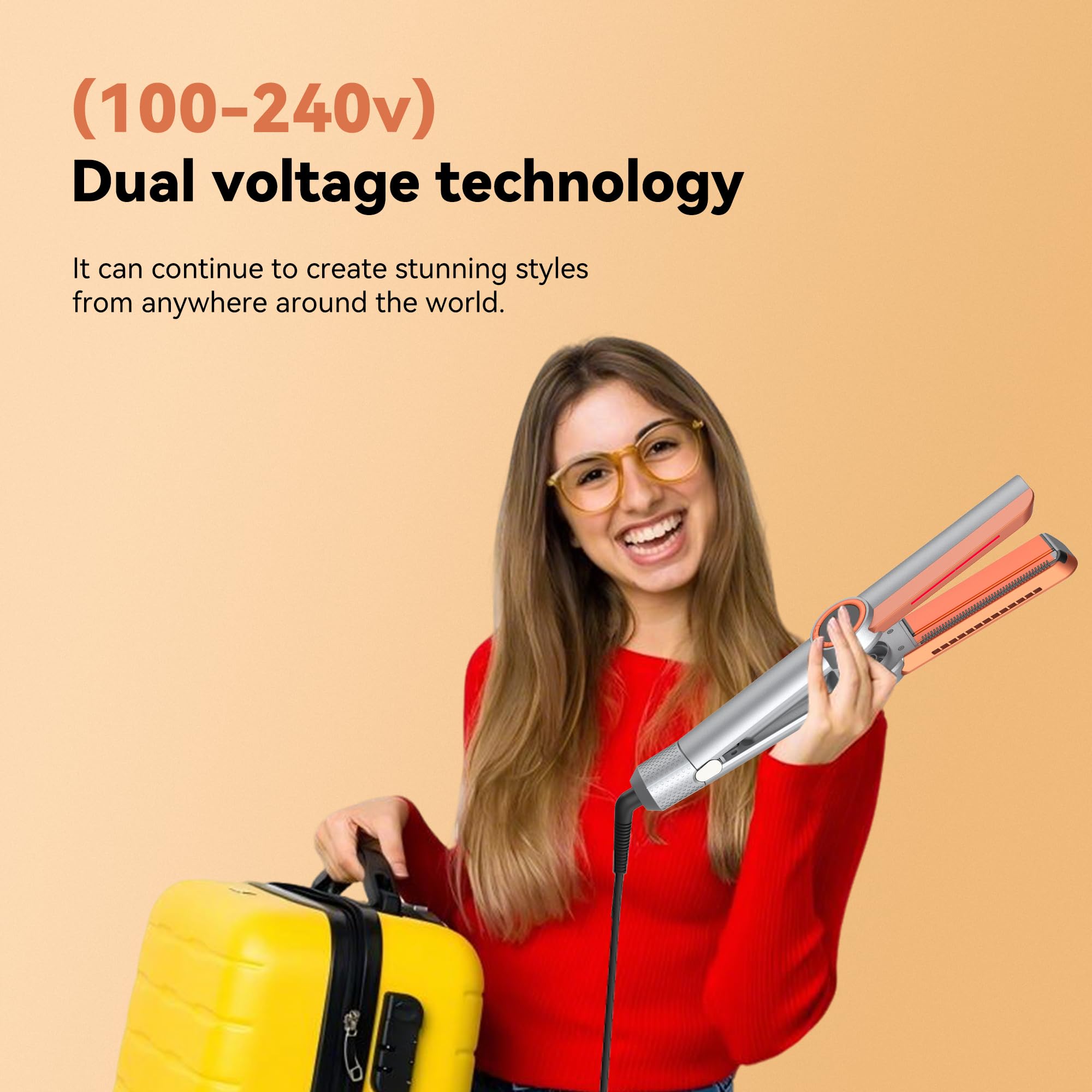 Lisseur Professionnel, Fer a Lisser, Wide Hair Straightener, Lisseur Boucleur Cheveux 2 en 1 avec Peigne, Plaque Cheveux 5 Températures, Lisseur Cheveux Professionnel Double Tension Voyage LCD