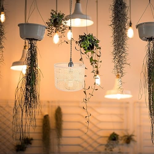 Miniatura 3 de Cabilock Pantalla de lámpara de ratán para lámpara colgante pantallas de lámpara bohemias de repuesto cilíndricas tejidas para lámparas de pie,