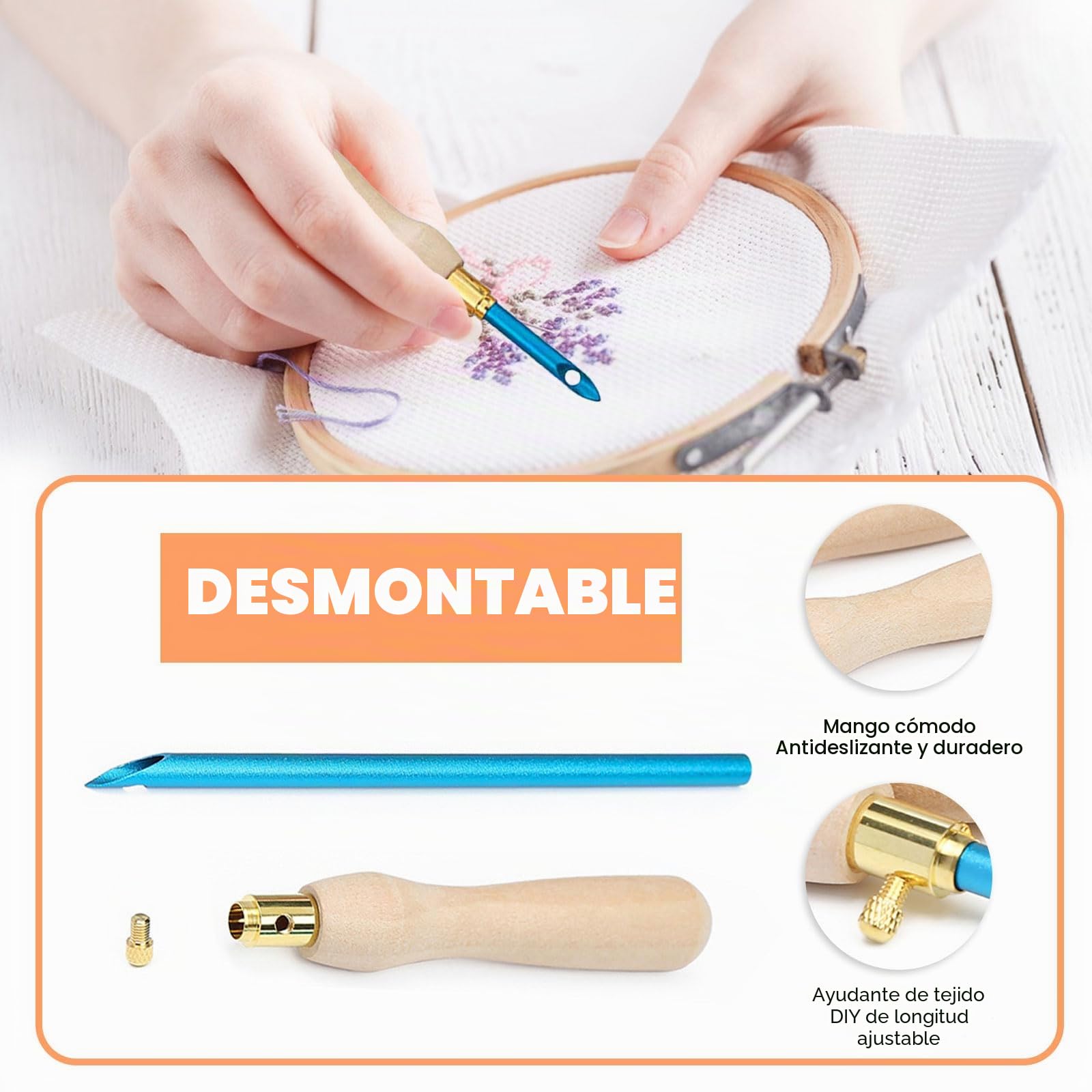 Aguja Magica de Bordar, 35 Piezas Kit de Agujas para Bordar Perforación DIY Kit de Bordado con Aguja de Punzón, Kit para Bordar con Aguja Magica para Principiantes de Bricolaje Adultos Niños