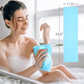 Yiclick Exfoliating Washcloth Towel, Japanese Exfoliating Bath Wash Cloth for Body Exfoliation, Korean Back Scrubber Washer for Shower, African Net Sponge Brush Loofah Exfoliator (Blue)