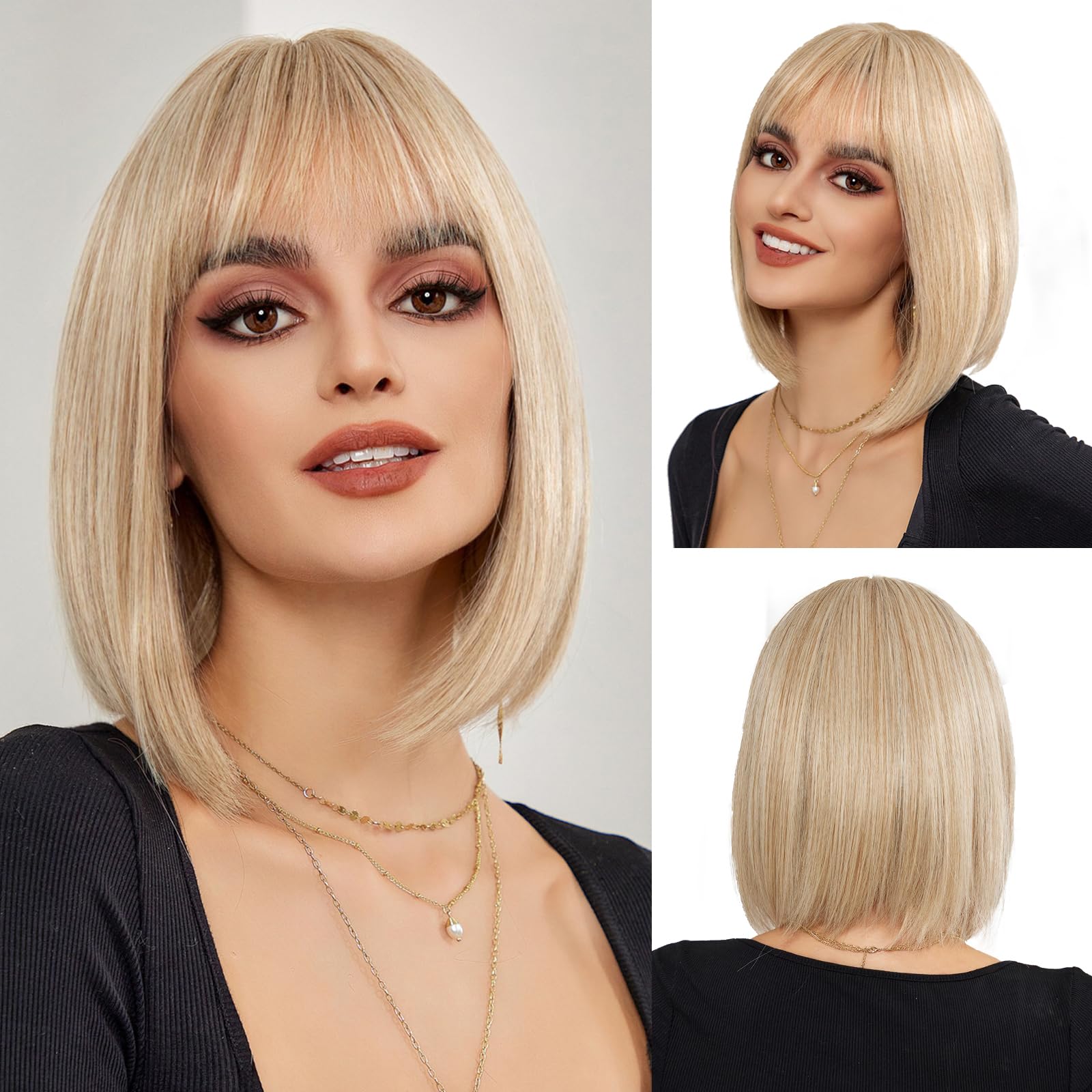 Perruque Courte Blonde 100% Cheveux Naturels – Ref AUDREY 22 – Bonnet Moyen – Neuf Avec étiquettes