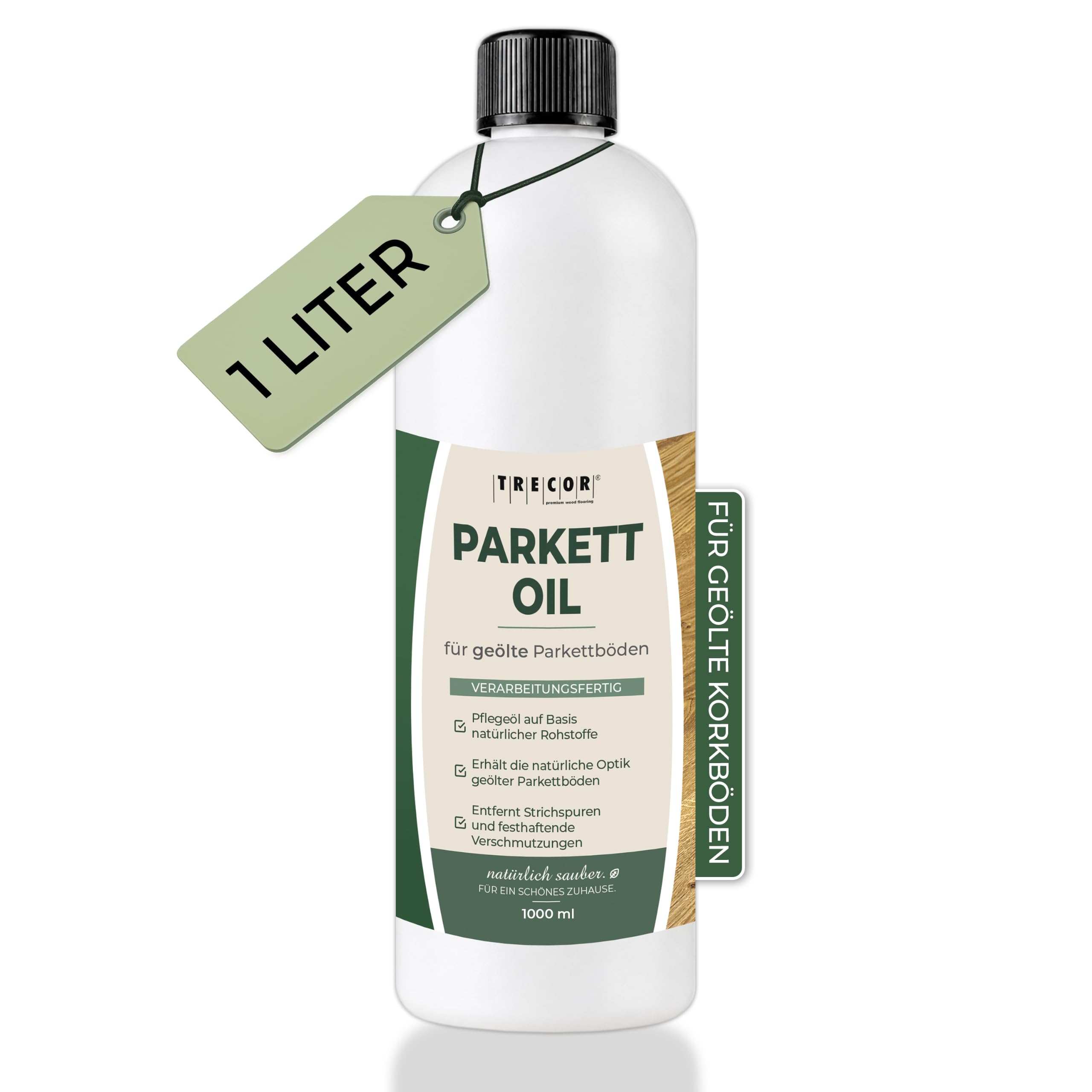 Producto de mantenimiento TRECOR para suelos de parqué aceitados, protege contra el desgaste y la humedad, sin disolventes (1000 ml, producto de mantenimiento para suelos de parqué aceitados)
