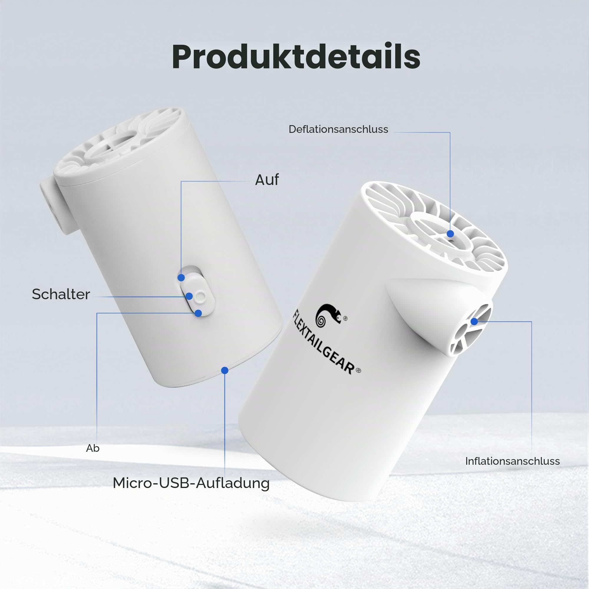 FLEXTAILGEAR EVO Pump, Tragbare Elektrische Pumpe,Luftmatratze Pumpe, Hoher Luftdruck von 4,5kPa, 3800mAh Akku,5 Mehrfachfunktion Düsen für Doppelbett,Schlauchboot,Einzelbett,Luftmatratze