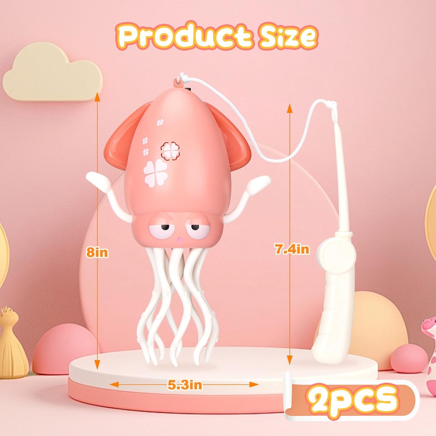 Vodolo 2pcs Magic Electric Dancing Octopus Toy with Led Light and Music,Baby Must Haves Tummy Time Baby Toys,Pink