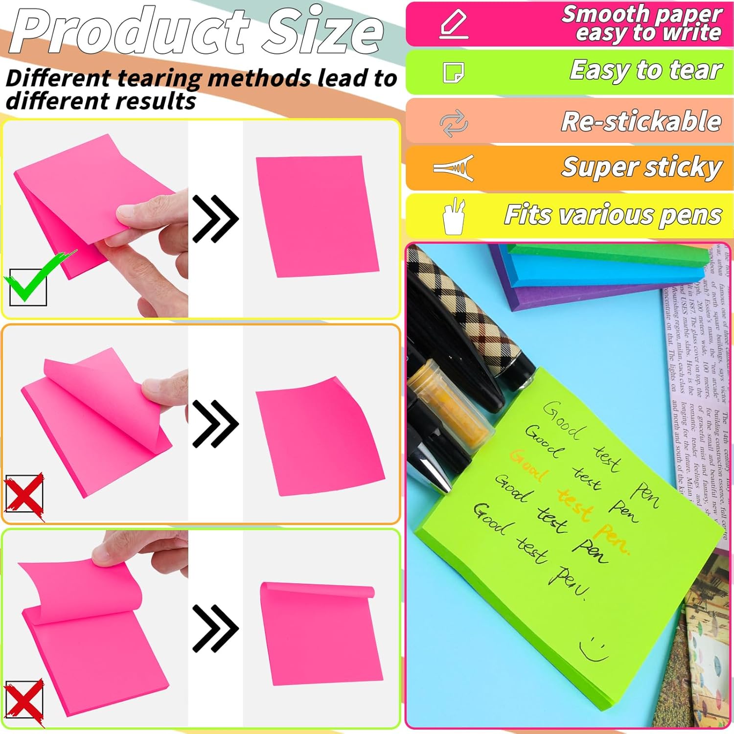 35 Pack Sticky Notes Bulk 3 x 3 In Self Stick Notes Pads Colorful Posted Note in 5 Bright Color Adhesive Paper Memo 75 Sheets/Pad Easy to Post note pad for Office Home School Notebook Wall Door Window - Image 3