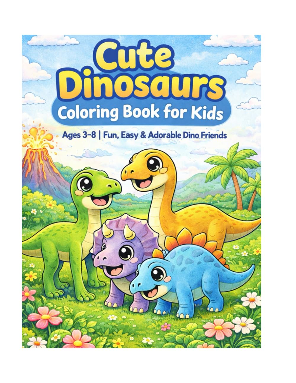 Cute Dinosaurs Coloring Book for Kids: Ages 3–8 | Fun, Easy & Adorable Dino Friends