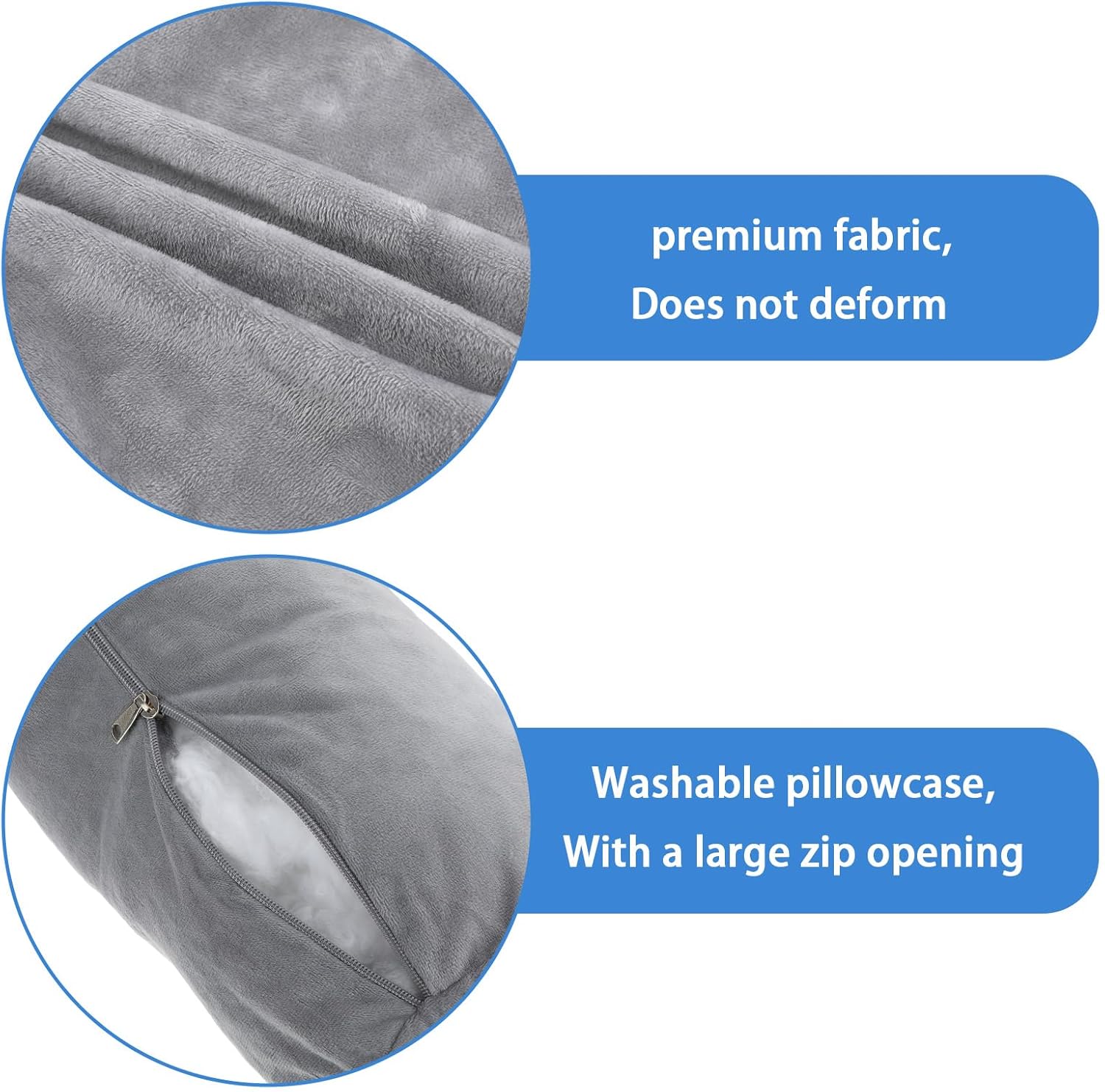 TIESOME 2 Packs Neck Roll Pillow Cover, Crystal Velvet Cervical Neck Pillow Case Bolster Pillowcases for Cylindrical Cushion Soft Travel Pillow Case Cover Cylinder Pillow Covers for Home(Gray) - Image 3