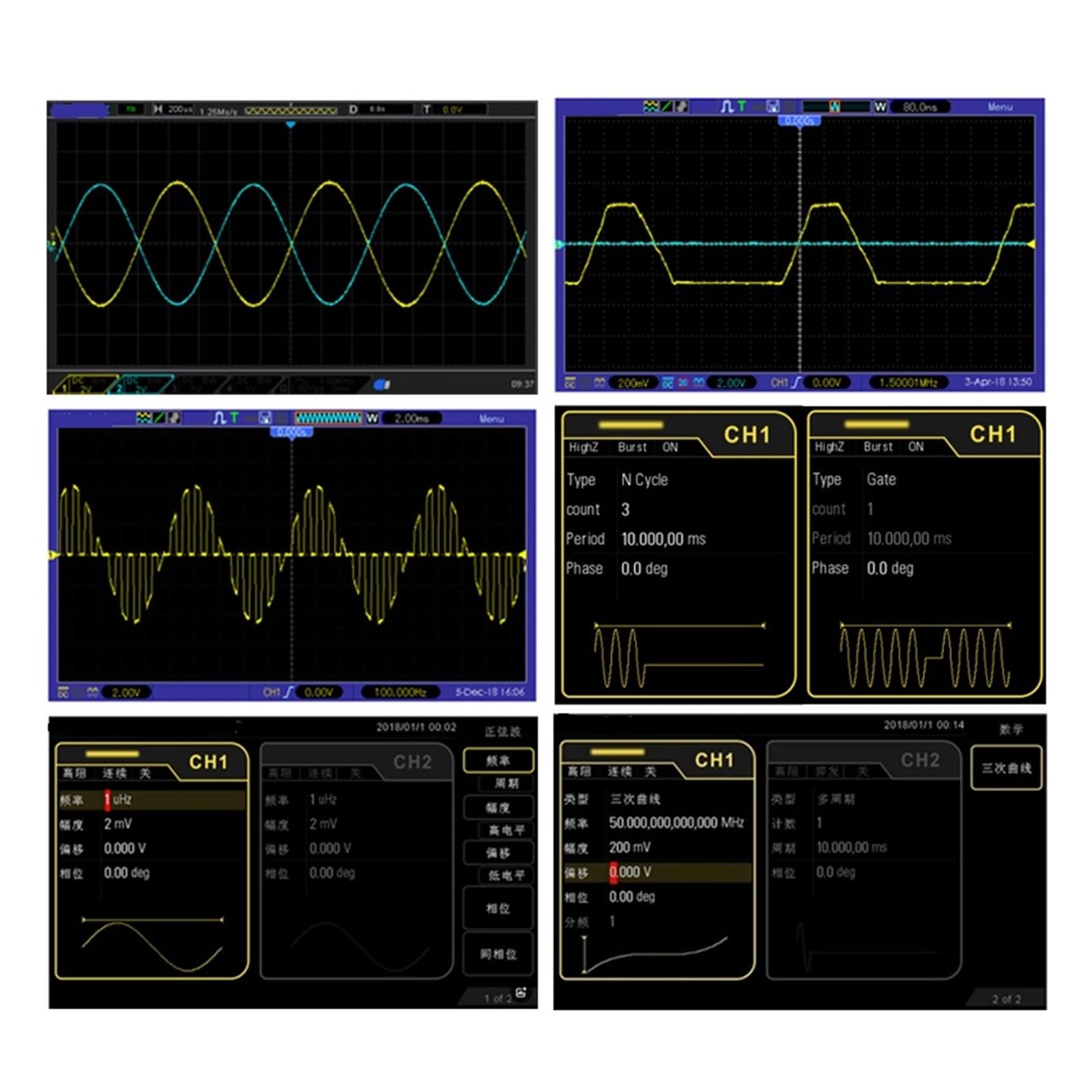 HDG6202B Generatore di Forme d'onda arbitrarie a 2 canali Generatore di segnali di Funzione DDS 200mh/z 1,25Gsa64M 16bit