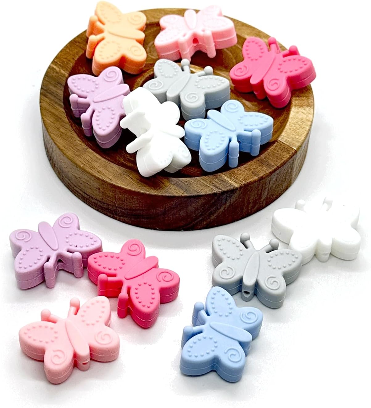 14PCS Butterfly Silicone Beads, Spring Silicone Focal Beads for Keychain Making, Loose Beads Bulk for Pens Necklace Bracelet Lanyard Pendants DIY Handicrafts - Image 5